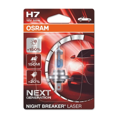 OSRAM car headlights. H7 NIGHT BREAKER LASER 64210NL 55W 12V PX26d blister