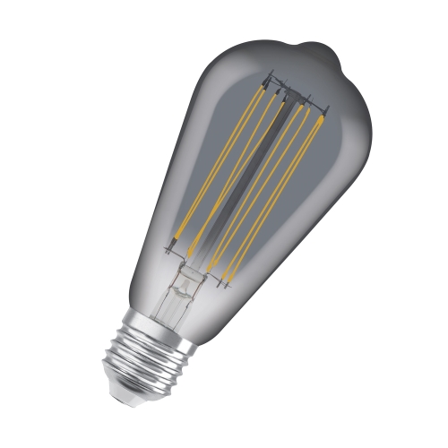 OSRAM LED filam.bulb 1906.spiral ST64 11W/42W E27 1800K 500lm Dim 15Y; smoke