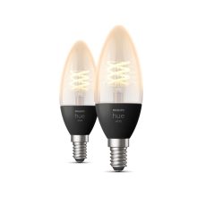 PHILIPS HUE-WHITE filam.candle B35 4.5W/NIL E14 2100K 300lm Dim 15Y 2-pack