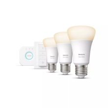 PHILIPS HUE-WHITE kit; gate+sw. + 3xA60 9.5W/75W E27 2700K 1100lm Dim 25Y EUR