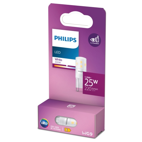 PHILIPS LED capsule 1.9W/25W G9 3000K 220lm NonDim 15Y