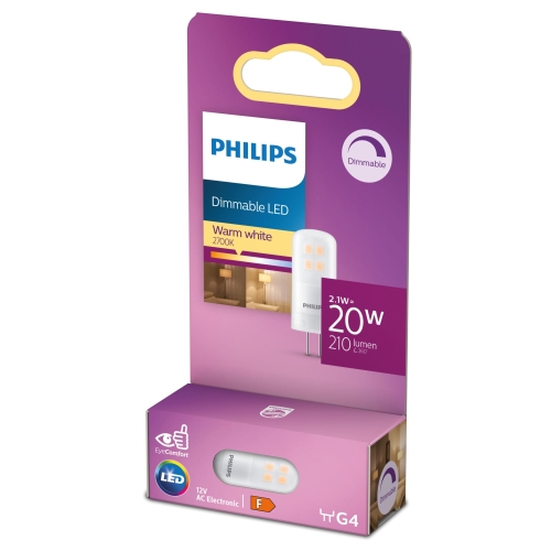 PHILIPS LED capsule 2.1W/20W G4 2700K 210lm Dim 15Y