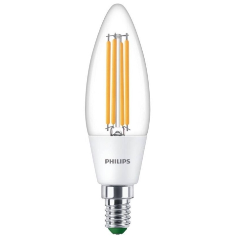 PHILIPS LED filament candle B35 2.3W/40W E14 3000K 485lm NonDim 50Y clear