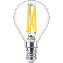 PHILIPS LED filament lamp P45 3.4W/40W E14 2200-2700K 470lm Dim 15Y clear