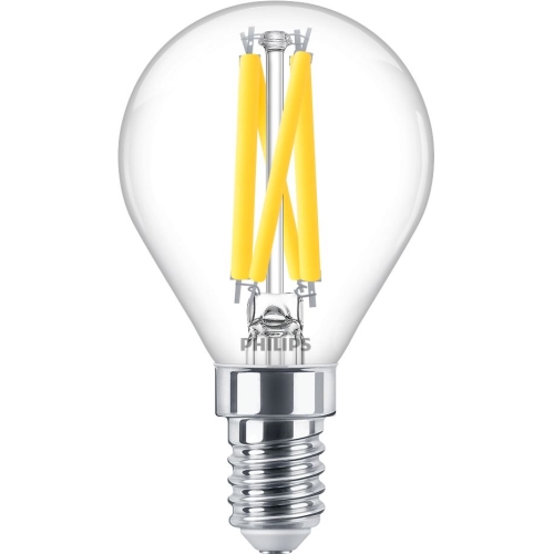 PHILIPS LED filament lamp P45 3.4W/40W E14 2200-2700K 470lm Dim 15Y clear