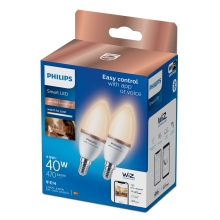 PHILIPS WiZ candle B37 4.9W/40W E14 TW 470lm Dim 2-pack