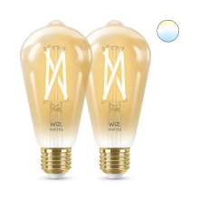 PHILIPS WiZ filam.bulb ST64 6.7W/60W E27 640lm TW Dim 2-pack