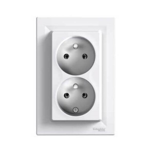 Schneider ASFORA set double mains socket 2P+PE POLAR