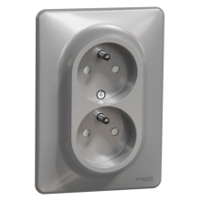 Schneider SEDNA set double mains socket 2P+PE aluminum