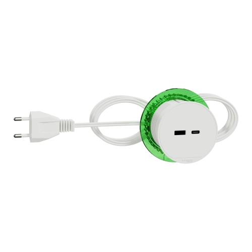 Schneider Unica System+ stolní box XS USB A/C 3.1A zápustný; bílá