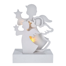 SOLIGHT Christmas angels, wood, white color, 2x AA