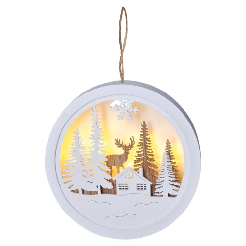 SOLIGHT Christmas decoration hanging forest and deer white and brown 2x AAA