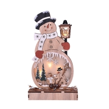 SOLIGHT Christmas wooden snowman, 4x LED, 2x AA