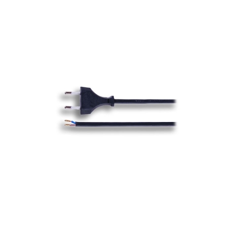 SOLIGHT flexo cord 2x0.75mm 2m black flat fork.