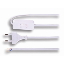 SOLIGHT flexo cord 2x0.75mm 3m white with OFF flat fork.