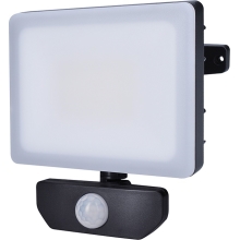 SOLIGHT LED flood light with sensor, 30W, 2550lm, 4000K, IP44, black