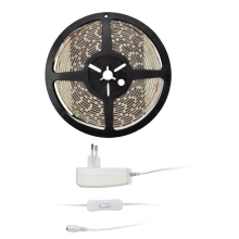 SOLIGHT LED strip with tester. 5 m. with 12 V adapter. 4.8W/m. IP20. warm white