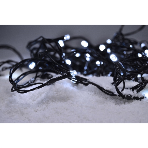 SOLIGHT outdoor Christmas chain, 50LED, 5m, 3m supply, 8 functions, IP44. 3x AA