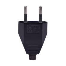 SOLIGHT plug flat 2.5A, straight, IP20, black 2P+0