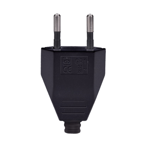 SOLIGHT plug flat 2.5A, straight, IP20, black 2P+0