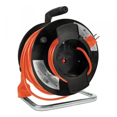 SOLIGHT reel.drum. 1-back with thermal fuse 50m 1.5mm orange 018