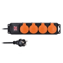 SOLIGHT supply extension. IP44 4 sockets rubber outdoor 5