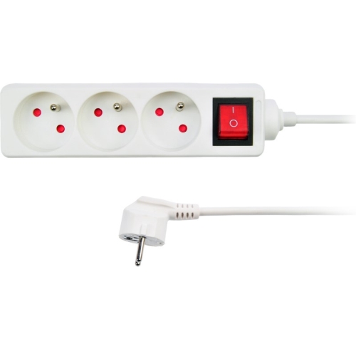 SOLIGHT supply extension. with switch, 3-socket, 1.5m, white /PP10/ 025