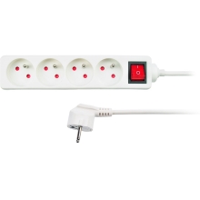 SOLIGHT supply extension. with switch, 4-socket, 1.5m, white /PP30/ 025