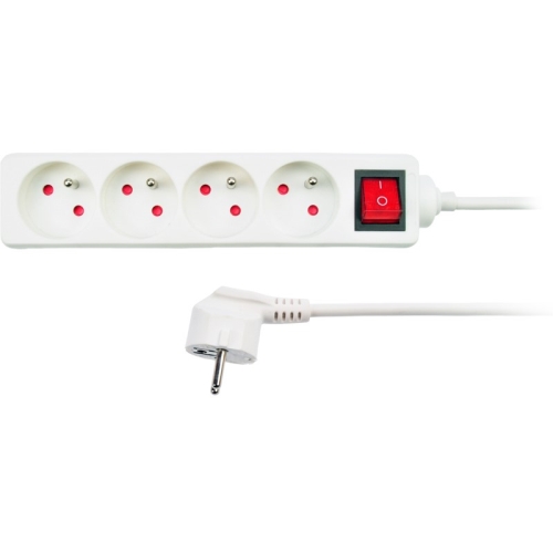 SOLIGHT supply extension. with switch, 4-socket, 3m, white /PP32/ 025