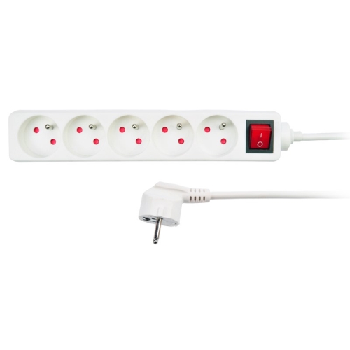 SOLIGHT supply extension. with switch, 5-socket, 1.5m, white /PP50/ 025