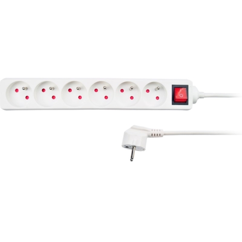 SOLIGHT supply extension. with switch, 6-socket, 1.5m, white /PP70/ 025