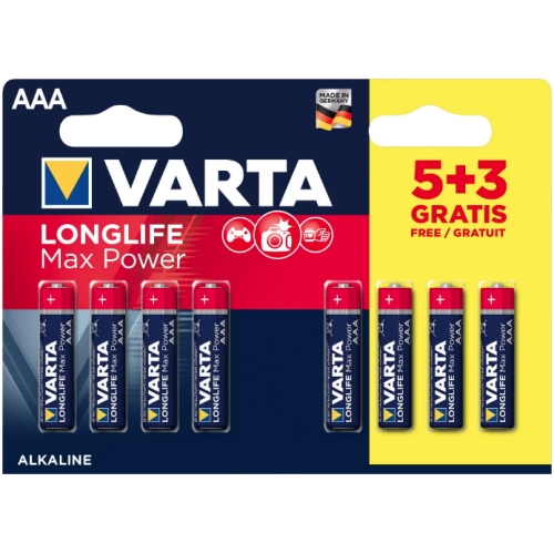 VARTA battery alkaline MAX.POWER 4703 AAA/LR03 ;BL5+3