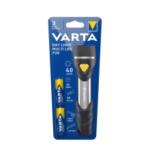 VARTA hand lamp metal. F20 2xAA 40lm/29m ; +2xAA aluminum