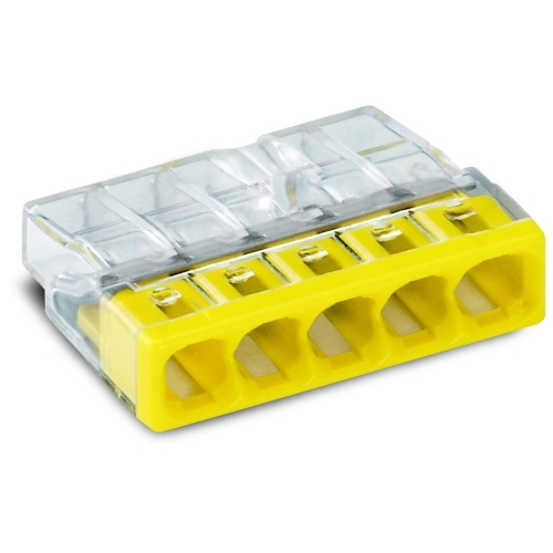 WAGO box clamp 5x0.5-2.5 mm2 transp/yellow Code: 2273-205/5 pack. 5 pcs