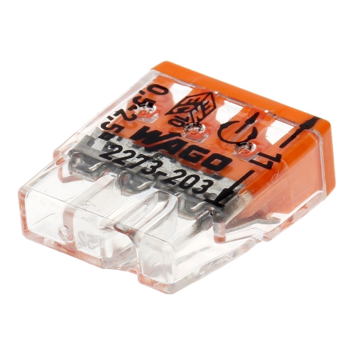 WAGO box terminal 3x0.5-2.5 mm2 transp/orange Code: 2273-203/25 pack. 25 pcs.