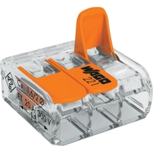 WAGO clamp with lever 3x0.14-4 mm2 transp/orange Code: 221-413 pack. 10 pcs.